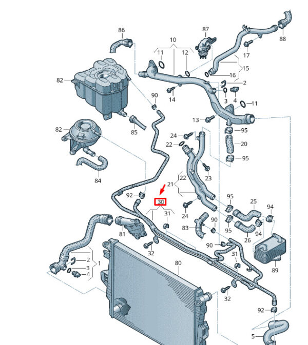 7P6122447AK - NEW VW TOUAREG 7P MK2 COOLANT HOSE 7P6122447AK