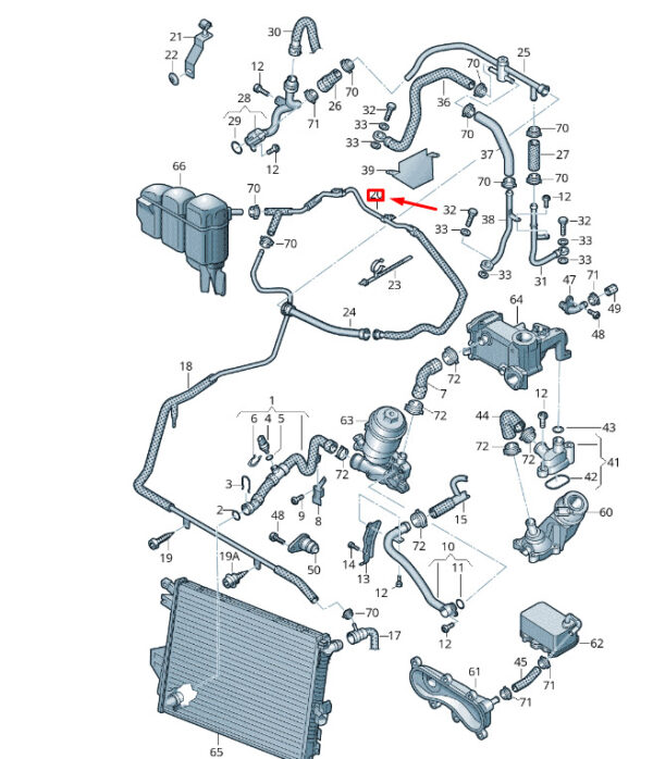 7P6122447AS - NEW VW TOUAREG 7P MK2 COOLANT HOSE 7P6122447AS