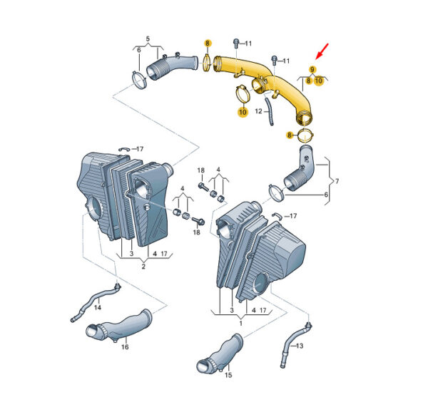 7P6129615 - NEW VW TOUAREG 7 MK2 AIR INTAKE HOSE 7P6129615