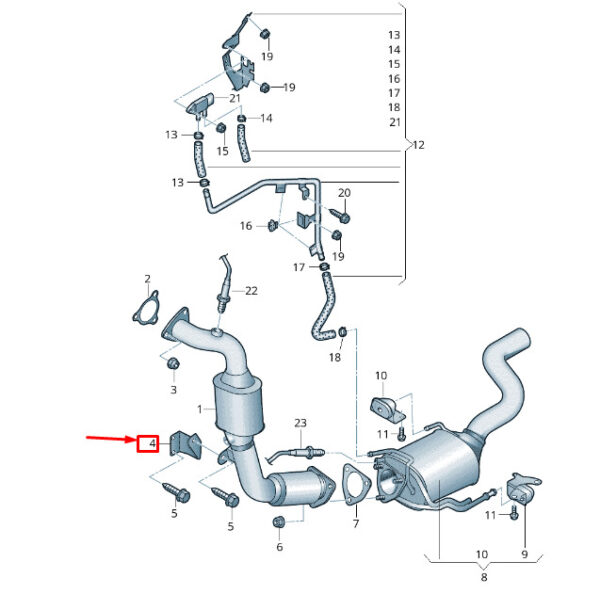 7P6253047 - New VW TOUAREG 7P MK2 Exhaust Pipe With Catalyst Support 7P6253047