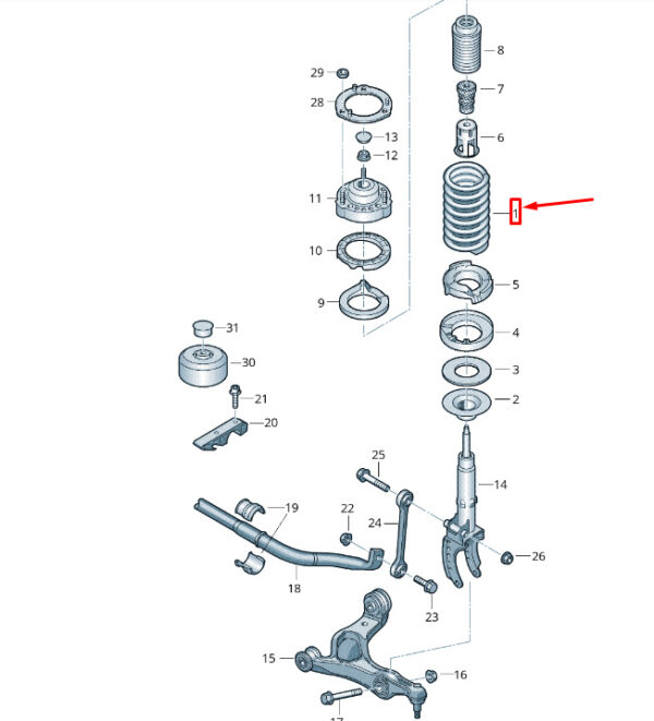 7P6411105AE - NEW VW TOUAREG 7P MK2 FRONT COIL SPRING 7P6411105AE
