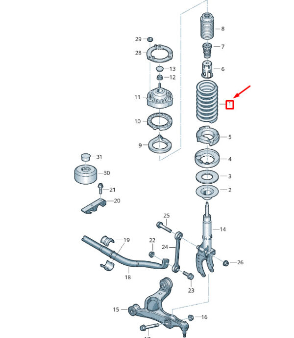 7P6411105AS - NEW VW TOUAREG 7P MK2 FRONT COIL SPRING 7P6411105AS