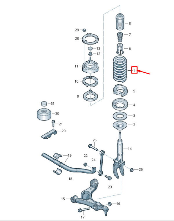 7P6411105AT - NEW VW TOUAREG 7P MK2 FRONT COIL SPRING 7P6411105AT NWW