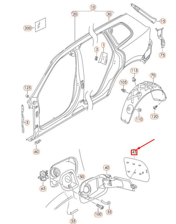 7P6809909A - NEW VOLKSWAGEN TOUAREG 7P FUEL FILLER FLAP 7P6809909A ORIGINAL
