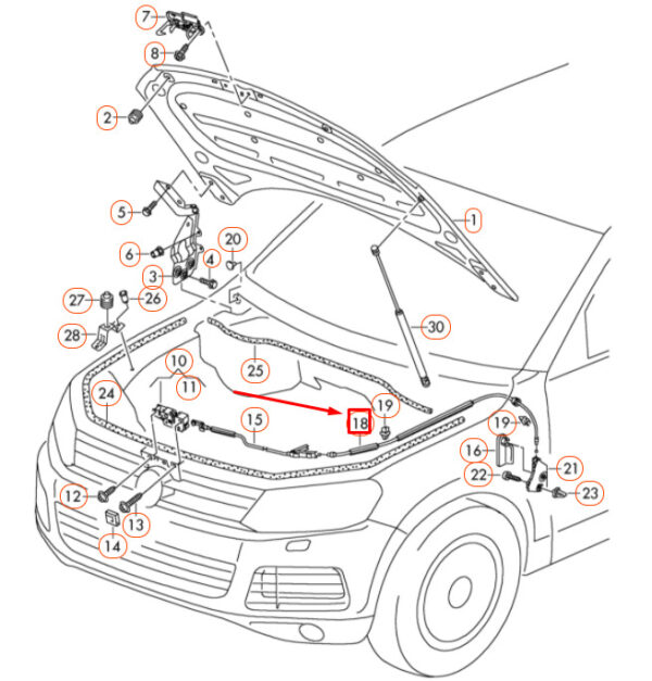 7P6823535 - Volkswagen Touareg 7P MK2 front door rear lock cable 7P6823535 NEW original
