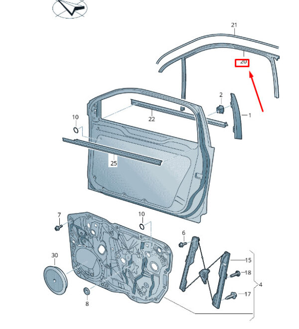 7P6837432F5AP - NEW VW TOUAREG 7P MK2 FRONT RIGHT DOOR WINDOW GUIDE 7P6837432F5AP