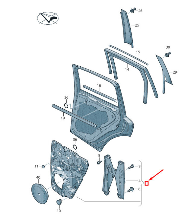 7P6839462A - New VW TOUAREG 7P MK2 Rear Right Door Window Regulator 7P6839462A