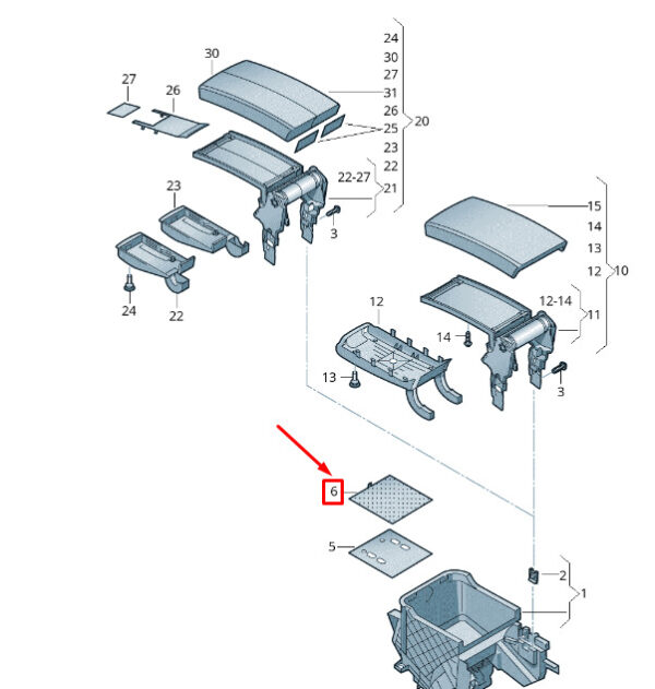 7P6862145A9B9 - New VW TOUAREG 7P MK2 Armrest Stowage Compartment Insert 7P6862145A9B9