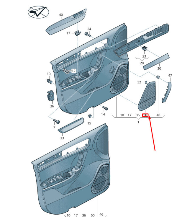 7P68671503G4 - NEW VW TOUAREG 7P MK2 FRONT RIGHT DOOR LOUDSPEAKER COVER 7P68671503G4