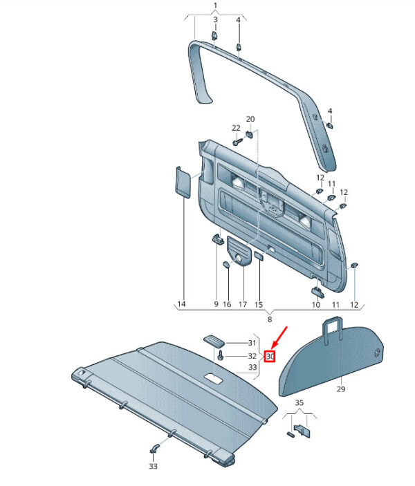 7P6867773HJK1 - NEW VW TOUAREG 7P MK2 LUGGAGE COMPARTMENT COVER BLIND 7P6867773HJK1