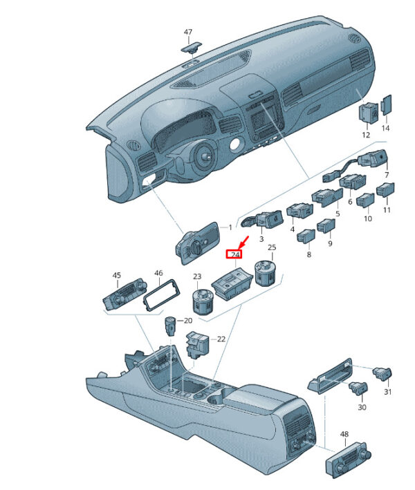 7P6927127Q - NEW VW TOUAREG 7P HYBR. OPERATION ESP CDC LOCK CONTROL PANEL 7P6927127Q