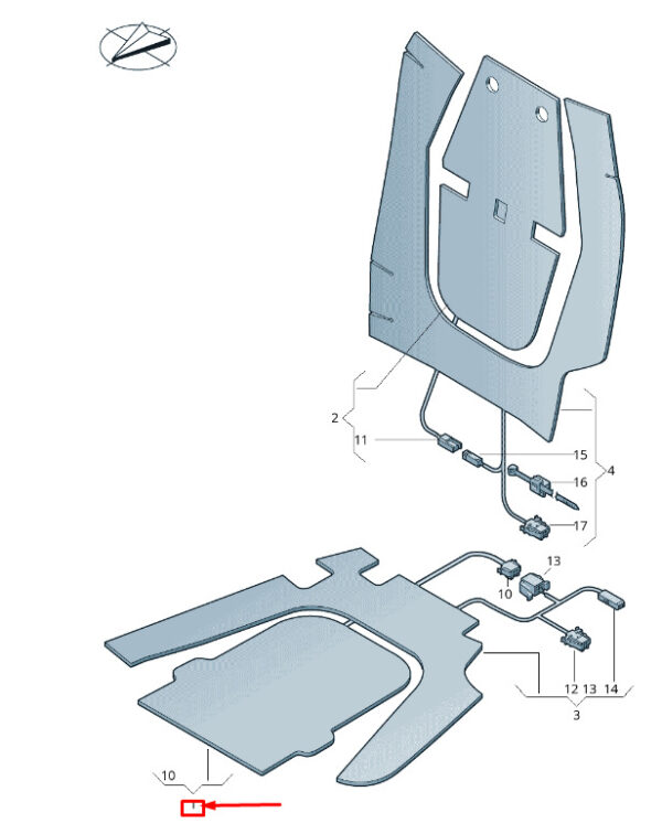 7P6963561C - NEW VW TOUAREG 7P MK2 FRONT SEAT HEATER ELEMENT 7P6963561C