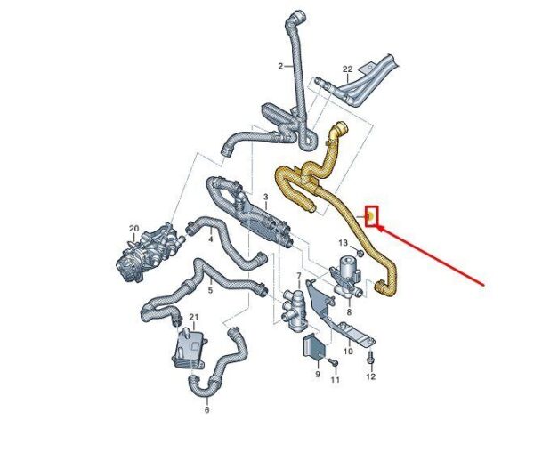 7T0122073CB - VW MULTIVAN T7 ST ENGINE COOLANT HOSE 7T0122073CB NEW GENUINE