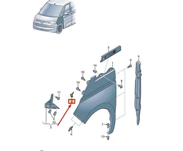 7T0821240 - VW MULTIVAN T7 ST Front Right Fender Holder 7T0821240 NEW GENUINE