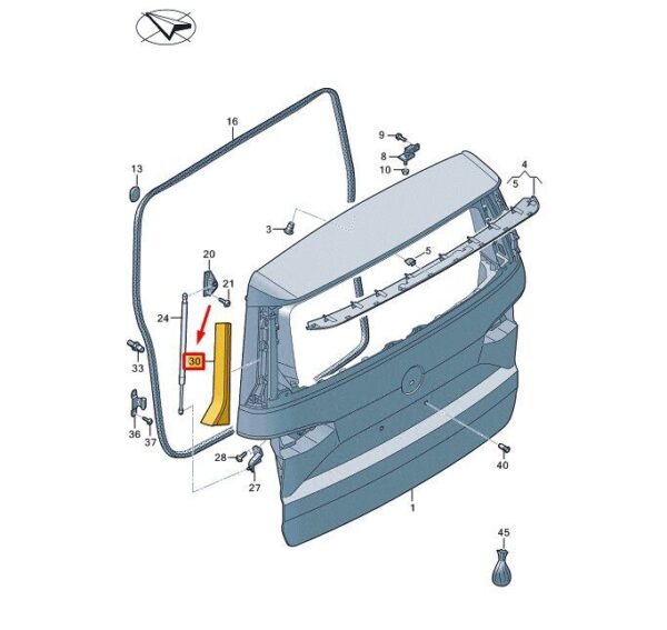 7T0827699AZD4 - VW Multivan T7 ST tailgate spoiler cover rear left 7T0827699AZD4
