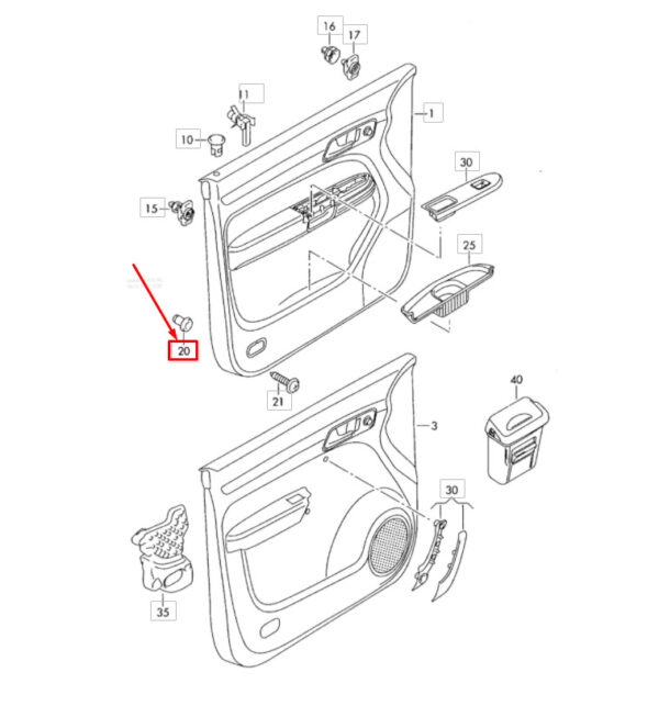 N10516801 - NEW VW BEETLE A5 FRONT DOOR PANEL SPREADER NUT N10516801 GENUINE