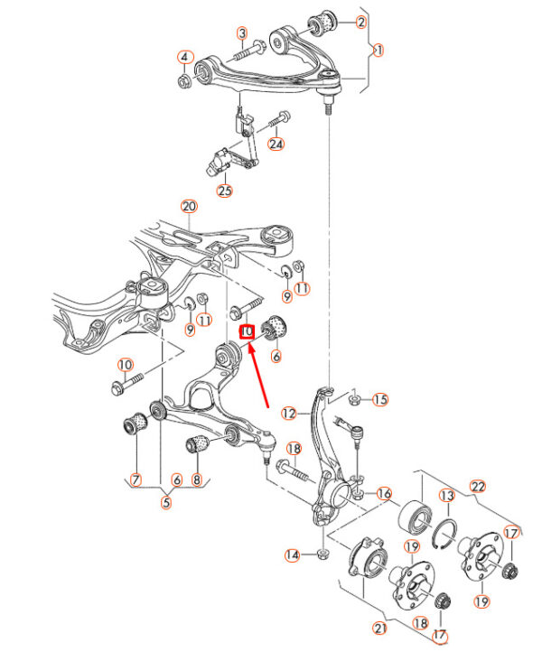 WHT001833 - New VW Touareg 7P5 Front Suspension Eccentric Bolt WHT001833 Genuine