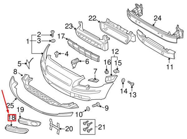 30657010 - Volvo S40 MK2 front bumper right cover trim panel 30657010 NEW ORIGINAL
