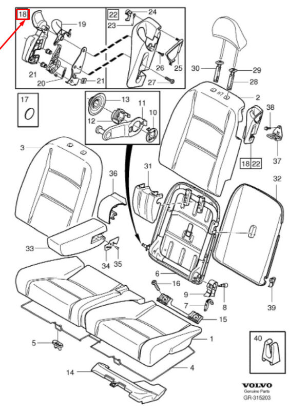 30662525 - Volvo C30 rear seat back lock right 30662525 NEW ORIGINAL