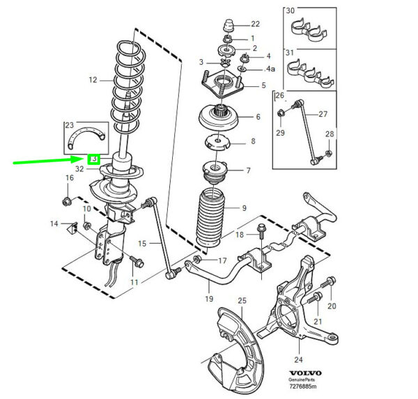 30683703 - Volvo S60 MK1 front shock absorber 30683703 NEW ORIGINAL