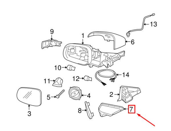 30716501 - Volvo XC70 P24 Front Right Mirror Bottom Cover 30716501 NEW REAL