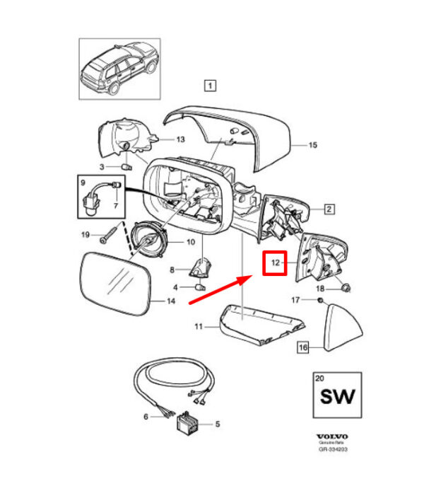 30716792 - VOLVO XC90 MK1 Front Left Door Mirror Seal 30716792 NEW GENUINE