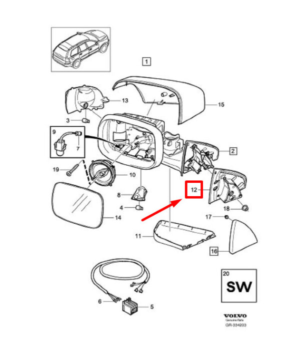 30716793 - VOLVO XC90 MK1 FRONT RIGHT DOOR MIRROR SEAL 30716793 NEW GENUINE