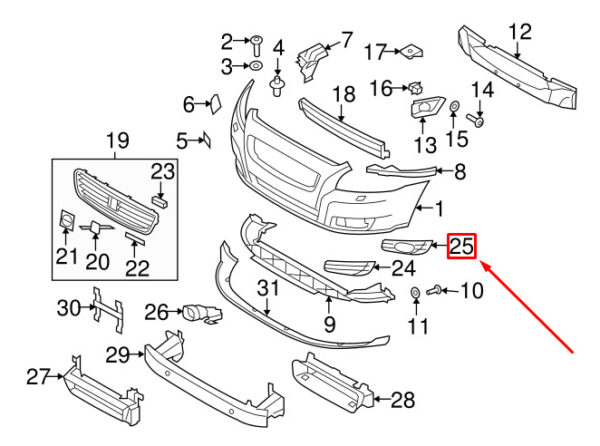 30779100 - Volvo V50 Front Bumper Left Radiator Grille 30779100 NEW REAL