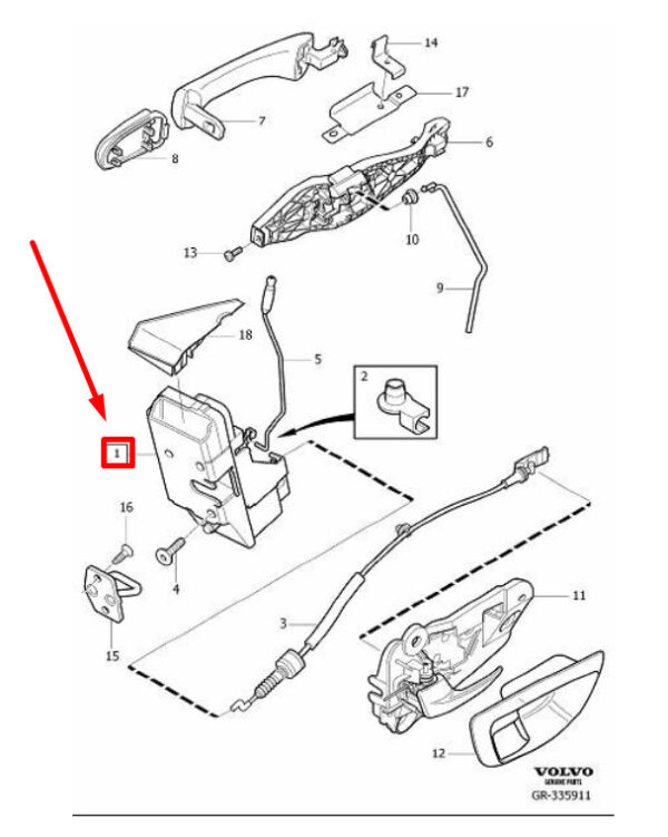30784981 - VOLVO V70 MK2 REAR RIGHT DOOR LOCK 30784981 NEW GENUINE