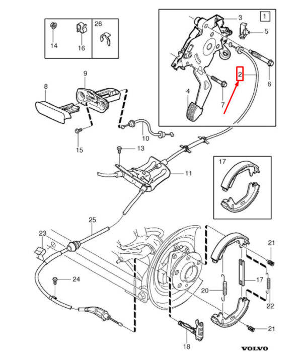 30793827 - Volvo XC90 I MK1 handbrake rope 30793827 NEW ORIGINAL