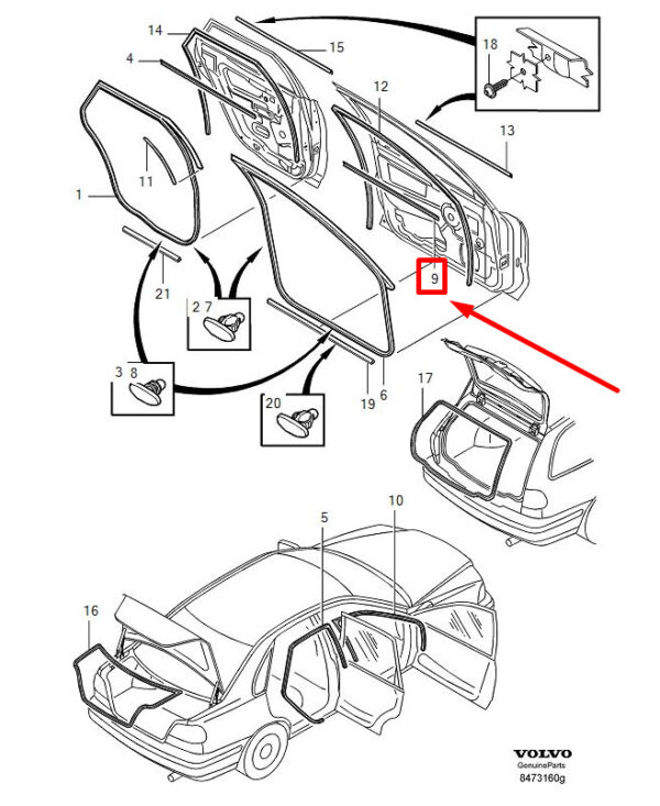 30801212 - VOLVO S40 MK1 FRONT LEFT DOOR WINDOW STRIP 30801212 NEW GENUINE