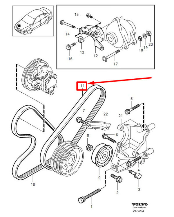 30874031 - VOLVO S40 MK1 V-RIBBED BELT 30874031 NEW GENUINE