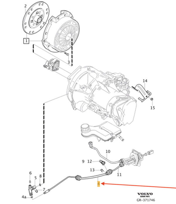 31256828 - Volvo C30 mechanical clutch hose RHD 31256828 NEW ORIGINAL