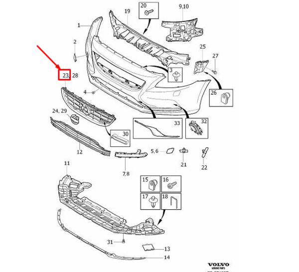 31283762 - Volvo V40 Hatchback Radiator Grill 31283762 NEW ORIGINAL