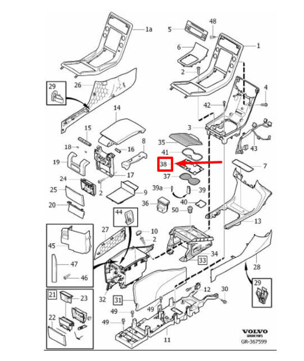31290014 - VOLVO S80 MK2 CUP HOLDER MAT IN CENTRE CONSOLE, 31290014, NEW, GENUINE