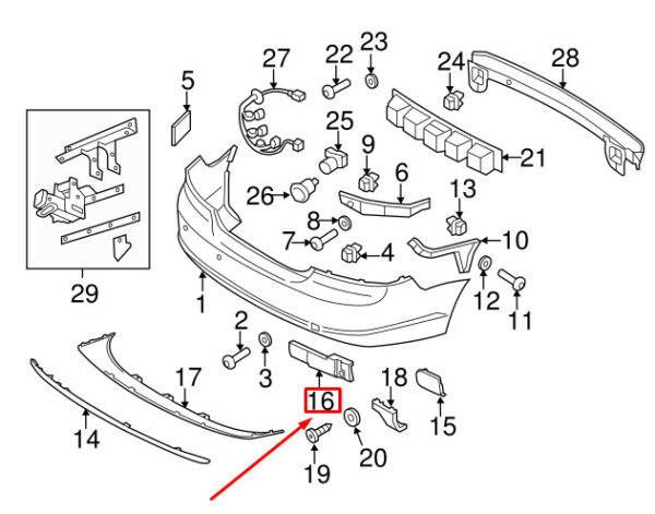 31323728 - Volvo C70 MK2 Rear Bumper Right Spacer 31323728 NEW REAL