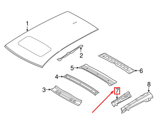 31333764 - VOLVO V60 MK1 ROOF SIDE CARRIER REINFORCEMENT RIGHT INNER 31333764 NEW GENUINE