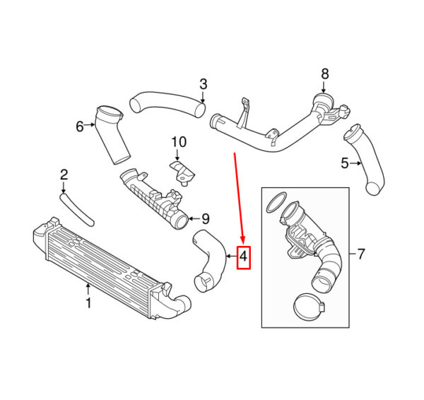 31338543 - Volvo S60 MK2 Intercooler Left Hose Tube 31338553 NEW REAL