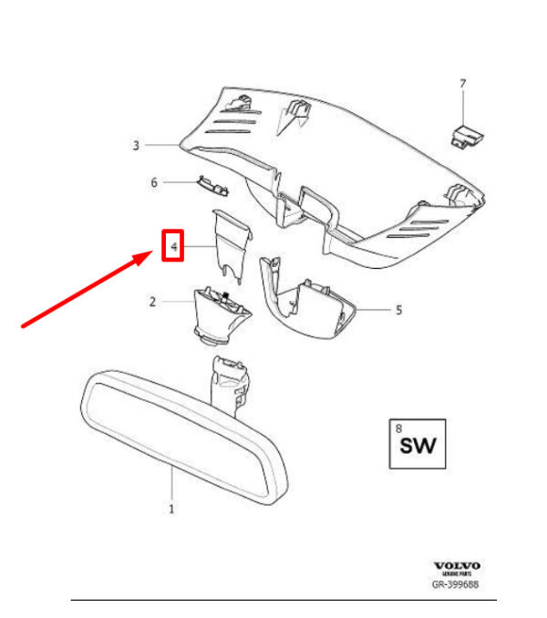 31371108 - VOLVO XC60 MK2 INTERIOR MIRROR COVER 31371108 NEW GENUINE