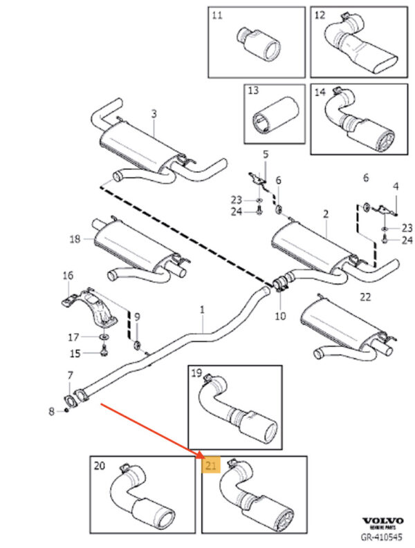 31392518 - Volvo S60 II exhaust pipe rear left 31392518 NEW ORIGINAL