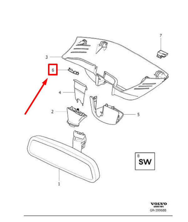 31402550 - VOLVO V90 MK2 INTERIOR MIRROR CAP 31402550 NEW GENUINE