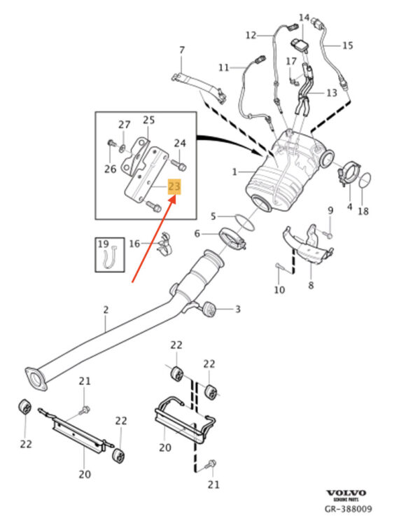 31422052 - Volvo S80 II Catalyst Holder 31422052 NEW ORIGINAL