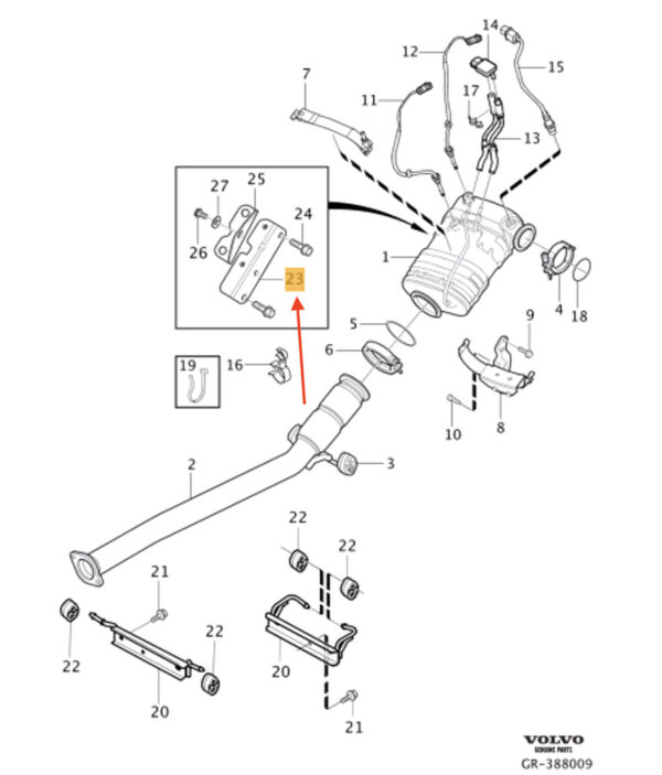 31422053 - Volvo S80 catalyst holder 31422053 NEW ORIGINAL