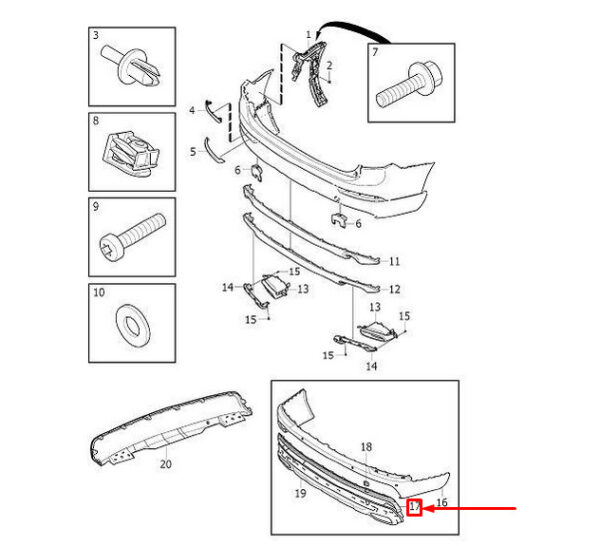 31428019 - Volvo XC90 MK2 Rear Bumper Grill 31428019 NEW REAL