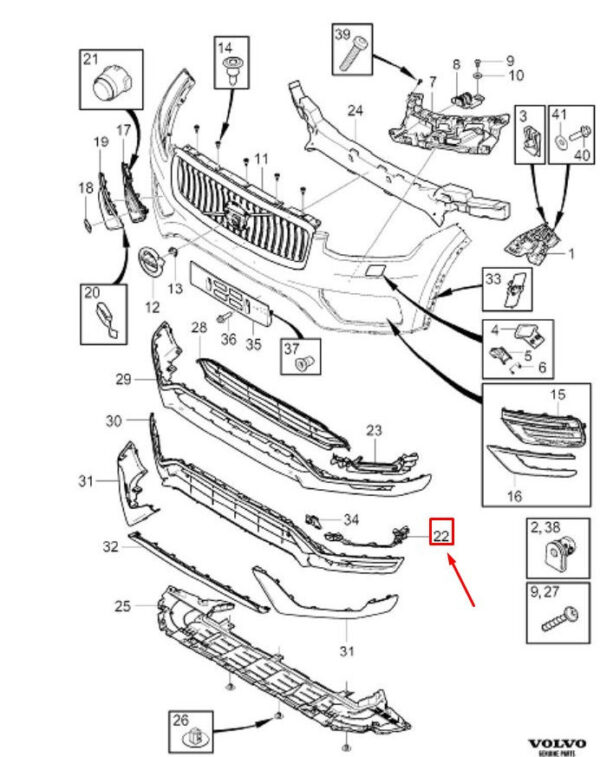 31663501 - VOLVO XC90 MK2 Front Right Grille Molding Bracket 31663501 NEW GENUINE