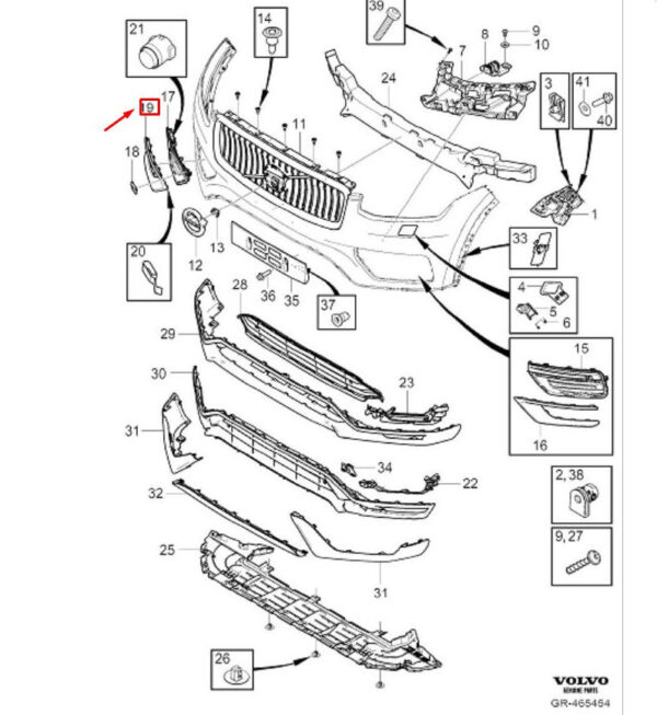 31663540 - VOLVO XC90 MK2 Front Right Grille Molding 31663540 NEW GENUINE