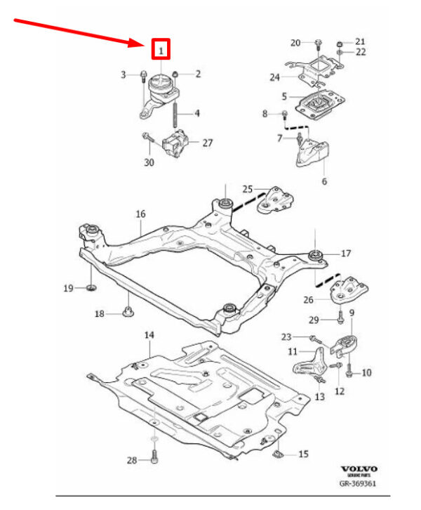 32252250 - VOLVO S80 MK2 RIGHT ENGINE MOUNT 32252250 NEW GENUINE