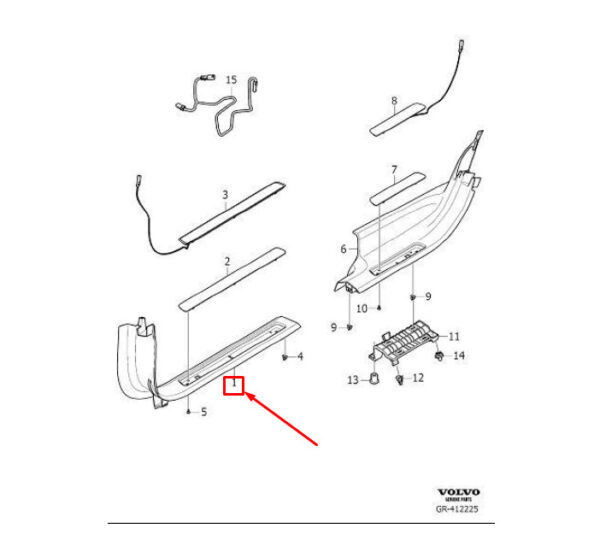 32262569 - Volvo XC90 MK2 door sill trim front right 32262569, original part