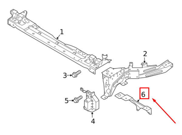 32277863 - Volvo XC40 Radiator Support Front Left Lower Tie Rod Bracket 2277863 Genuine