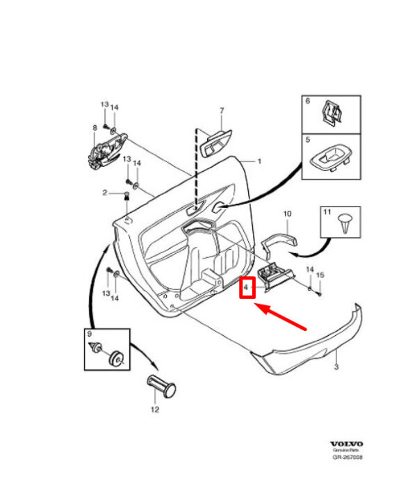 39803541 - Volvo XC90 MK1 door handle rear left 39803541 NEW ORIGINAL